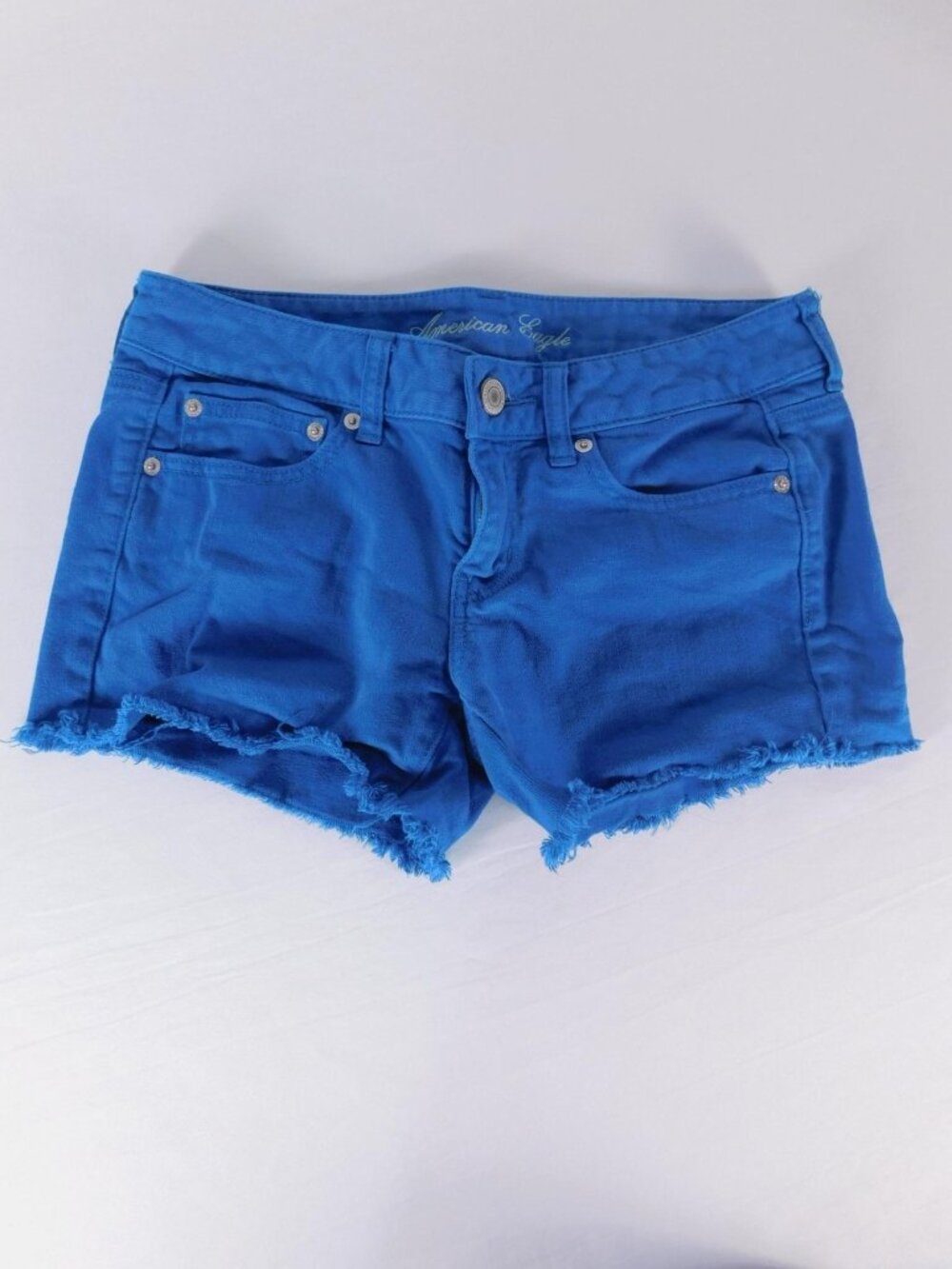 American Eagle Outfitters Shorts Womens 31 Blue Denim Cutoff Frayed Hem Casual
